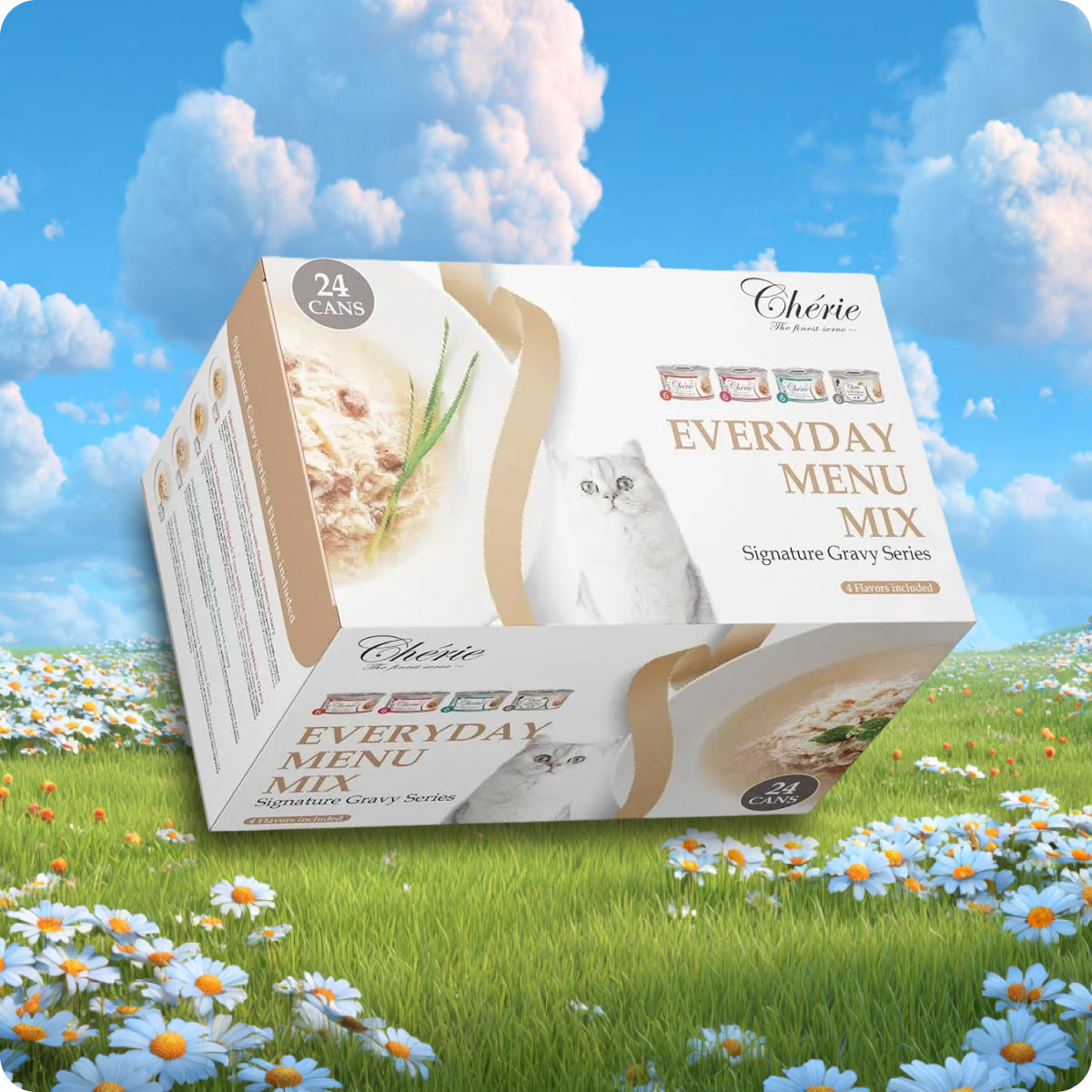 Chérie Premium Zestaw PROMOCJA (20+4) | Mieszanka Mokrych Karm + Gratis Meaty Cubes