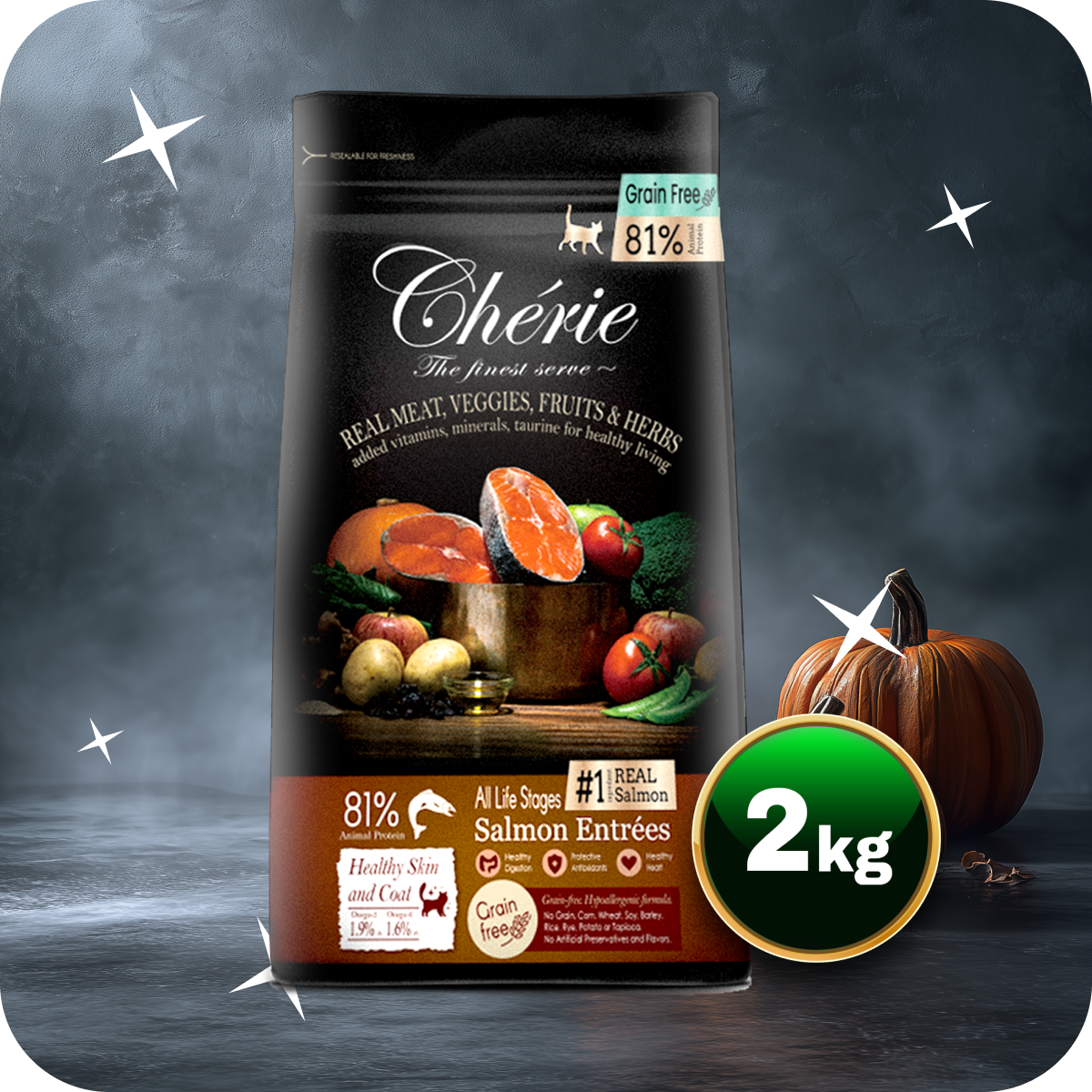 Chérie Sucha Karma Łosoś Entrées 2kg. | Formuła Bezzbożowa