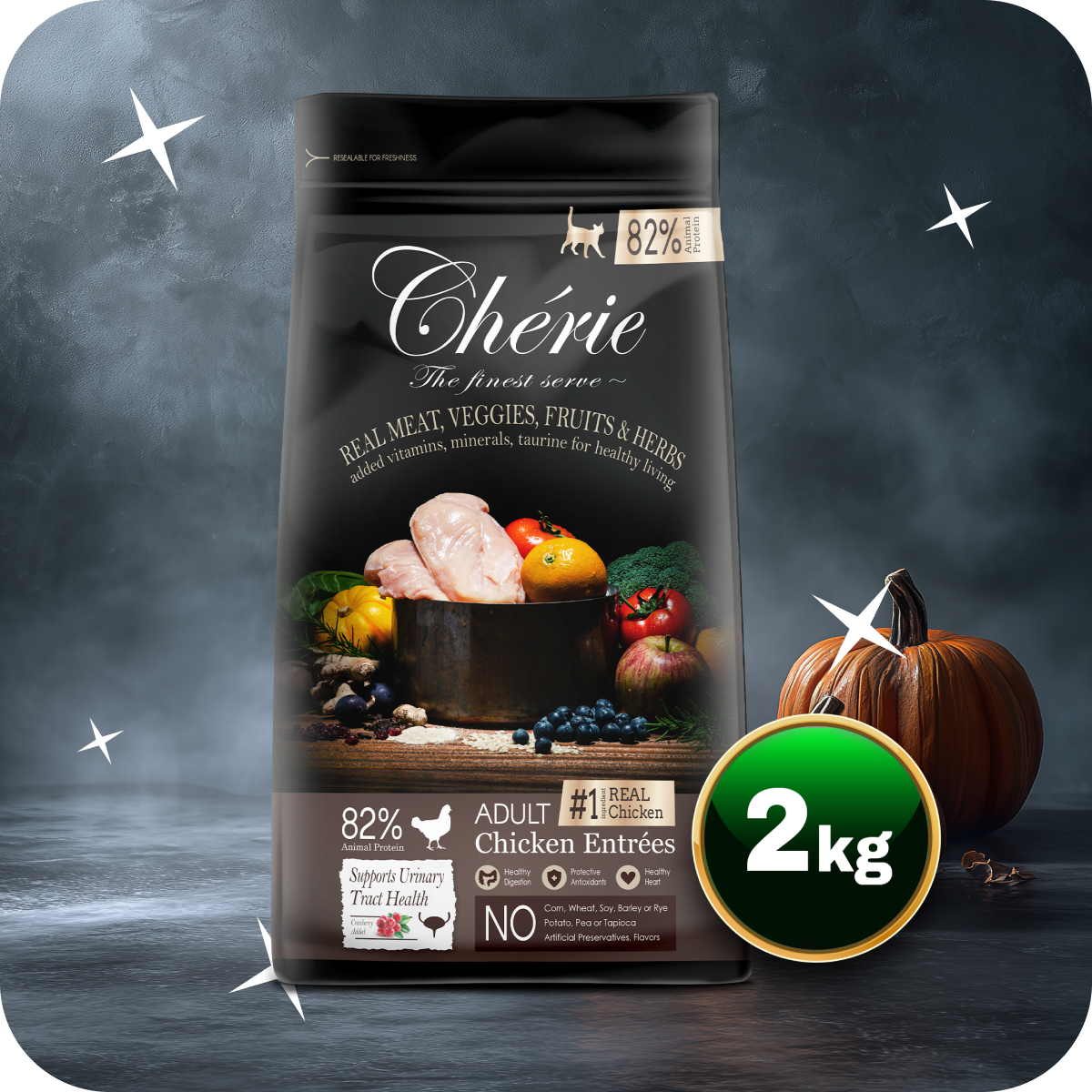 Chérie Sucha Karma Kurczak Entrées 2kg. | dla kotów sterylizowanych + GRATIS