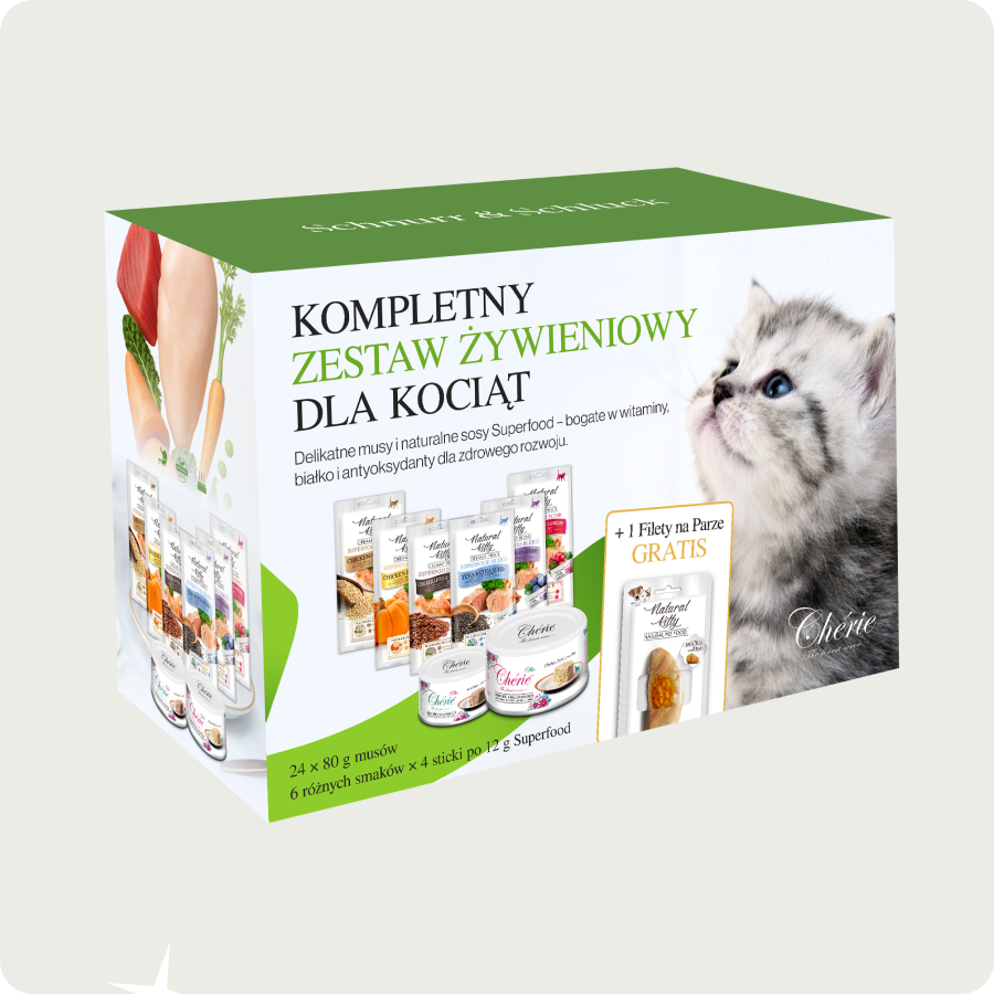 Chérie Zestaw Startowy |  Pierwszy jadłospis dla kociąt +  Gratis Filet