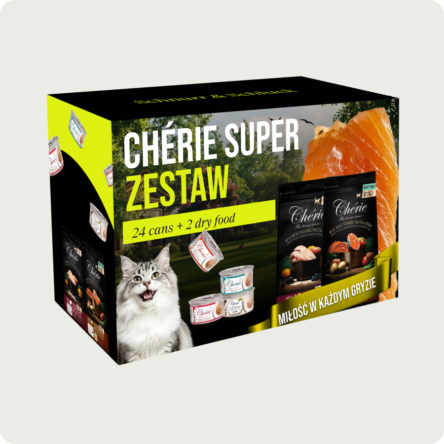 Chérie Super Zestaw | Pełnoporcjowa Karma Sucha i Mokra dla Kotów