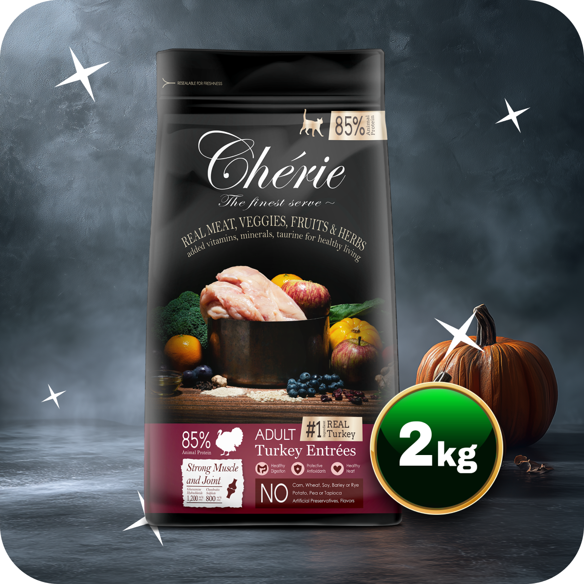 Chérie Sucha karma Indyk Entrées 2kg. | dla kotów sterylizowanych + GRATIS