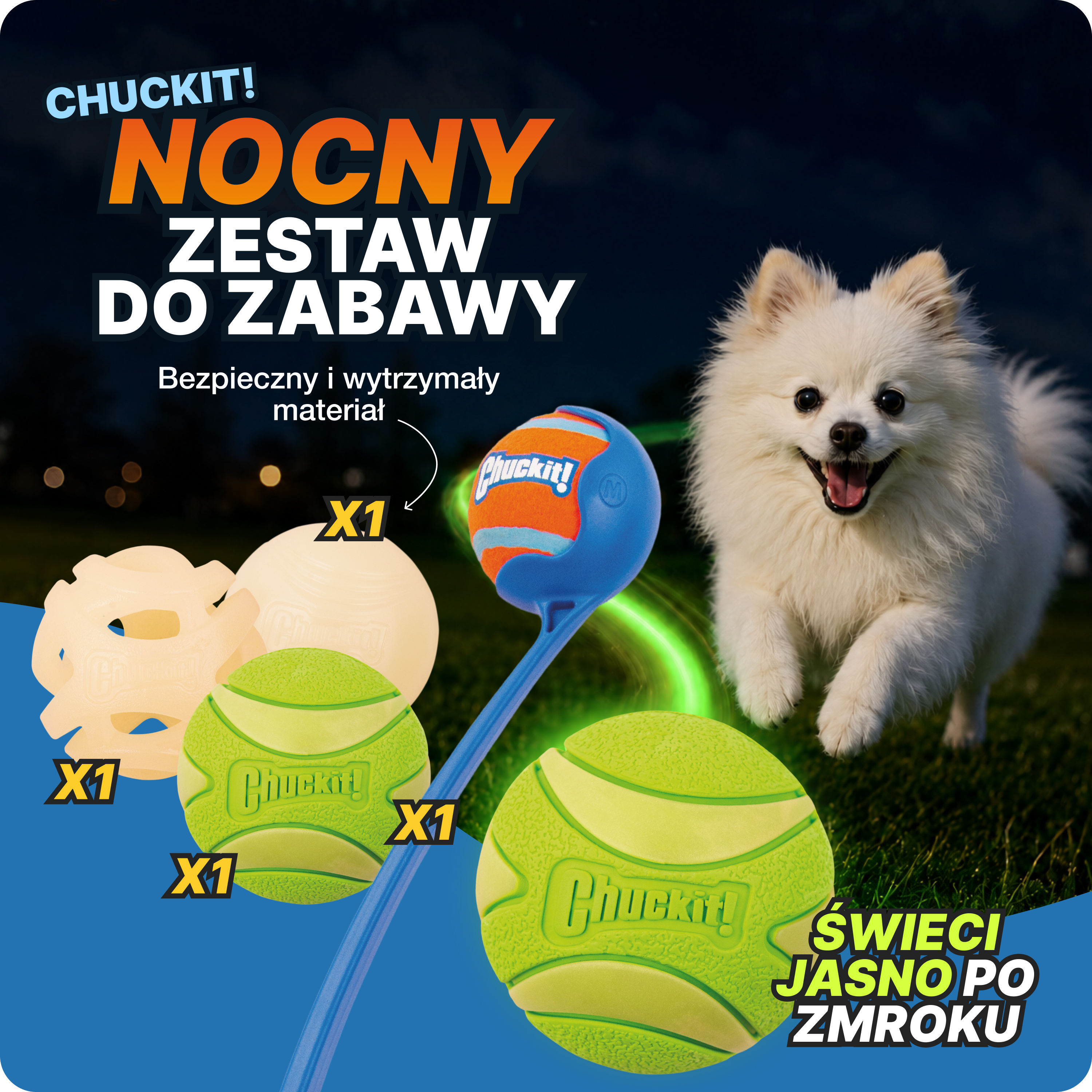 Сhuckit! Nocny Zestaw do Zabawy