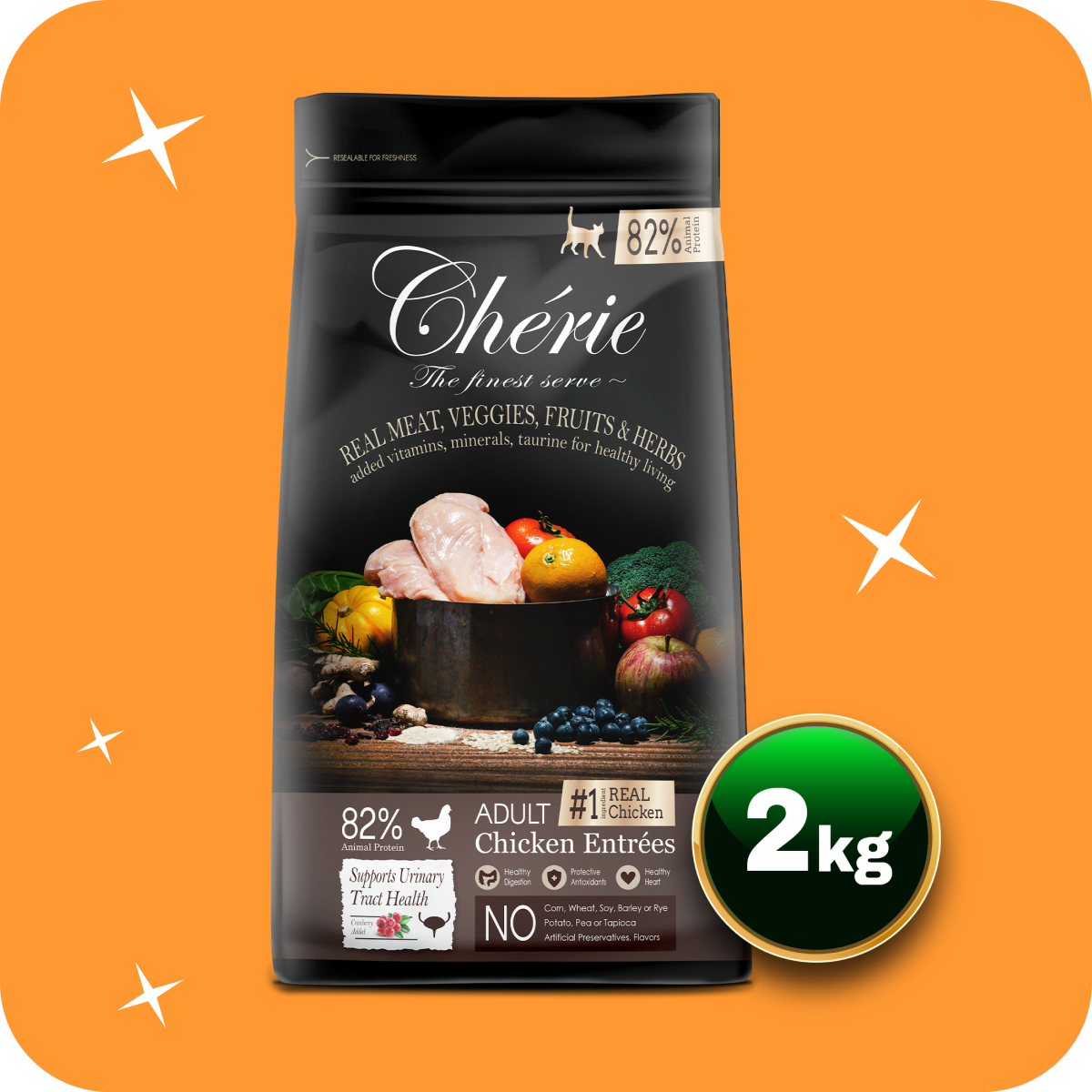 Chérie Sucha Karma Kurczak Entrées 2kg. | dla kotów sterylizowanych + GRATIS