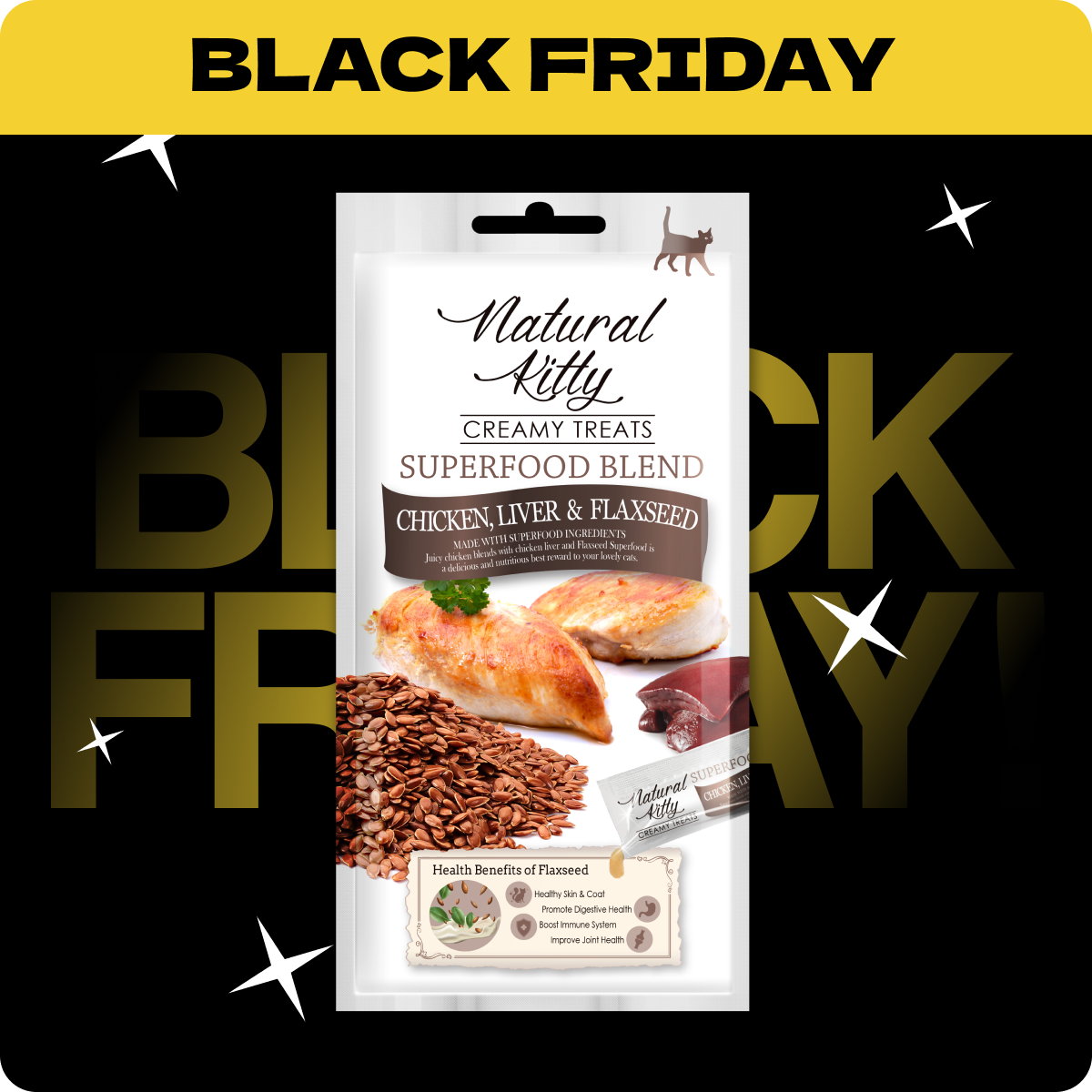Natural Kitty Superfood Blend Kremowe Sticki Kurczak Wątróbka Siemie Lniane | Rabat