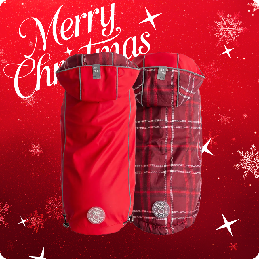 Płaszcz przeciwdeszczowy GF PET | dla Psa | Wodoodporny oraz Wiatroszczelny | Dwustronny, Czerwony