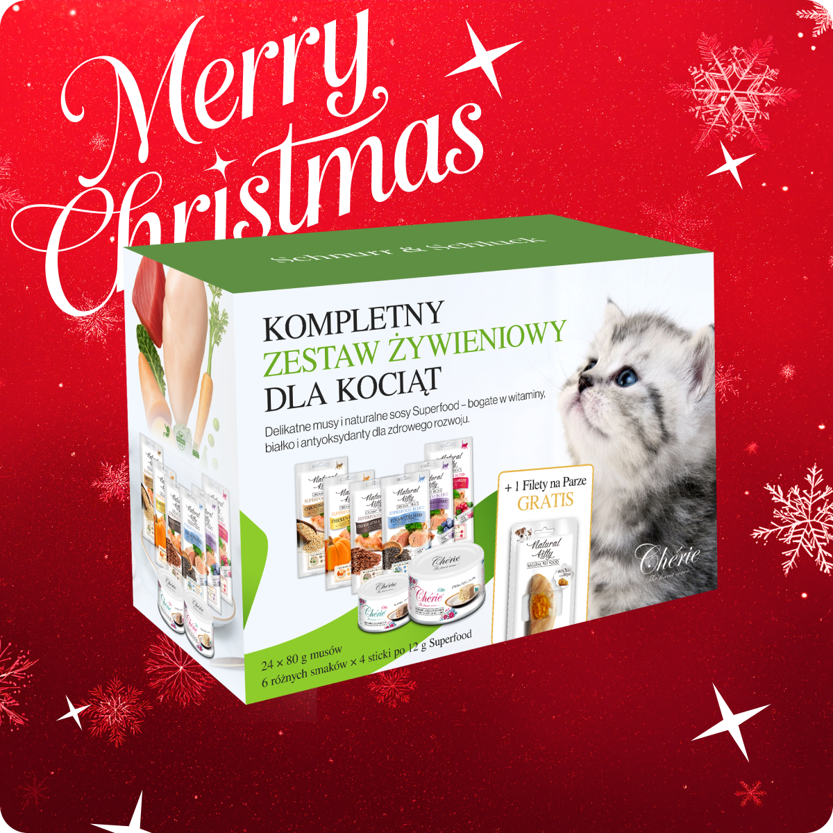 Chérie Zestaw Startowy |  Pierwszy jadłospis dla kociąt +  Gratis Filet