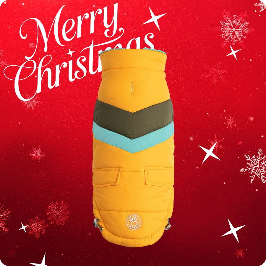 Kurtka Puchowa GF PET | dla Psa | Wodoodporna oraz Wiatroszczelna | Żółta