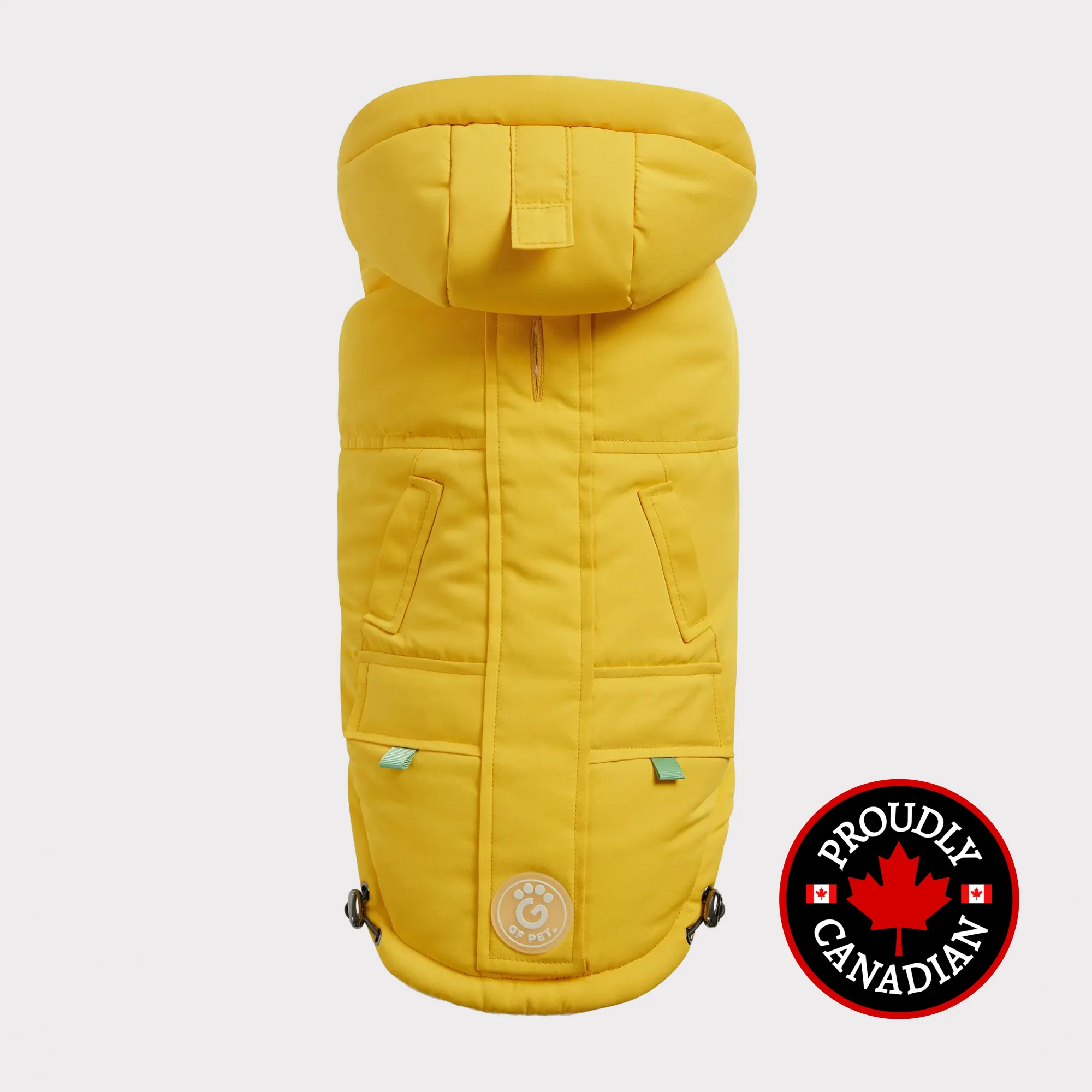 Parka z dopinanym kapturem  GF PET | dla Psa | Wodoodporna oraz Wiatroszczelna | Żółta